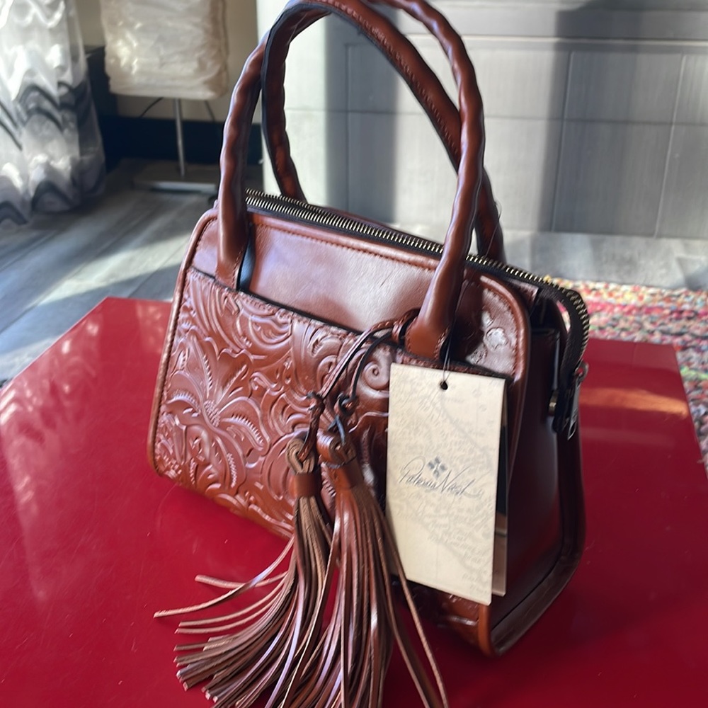 New Patricia Nash Tooled Leather Paris Florence Small Satchel